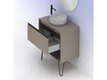 Bathroom vanity unit with countertop basin, Meubiana smoked sandblasted finish, 80 cm, Grey. Mirror not included.