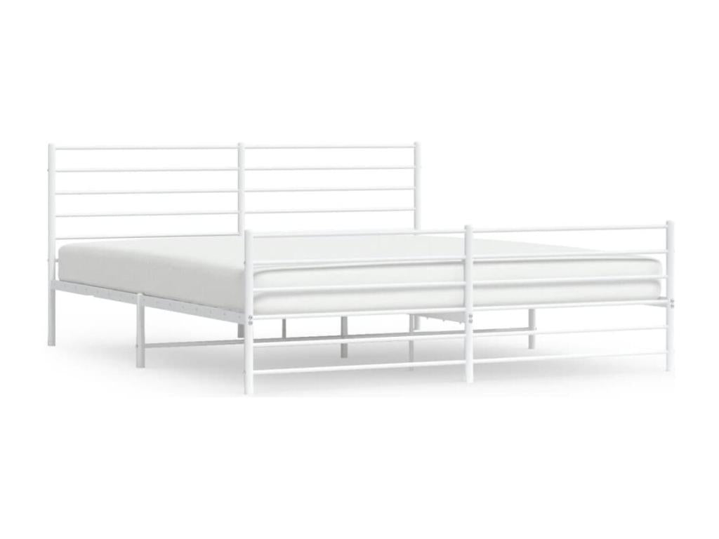 Metal bed frame with headboard and footboard, white, 193x203
