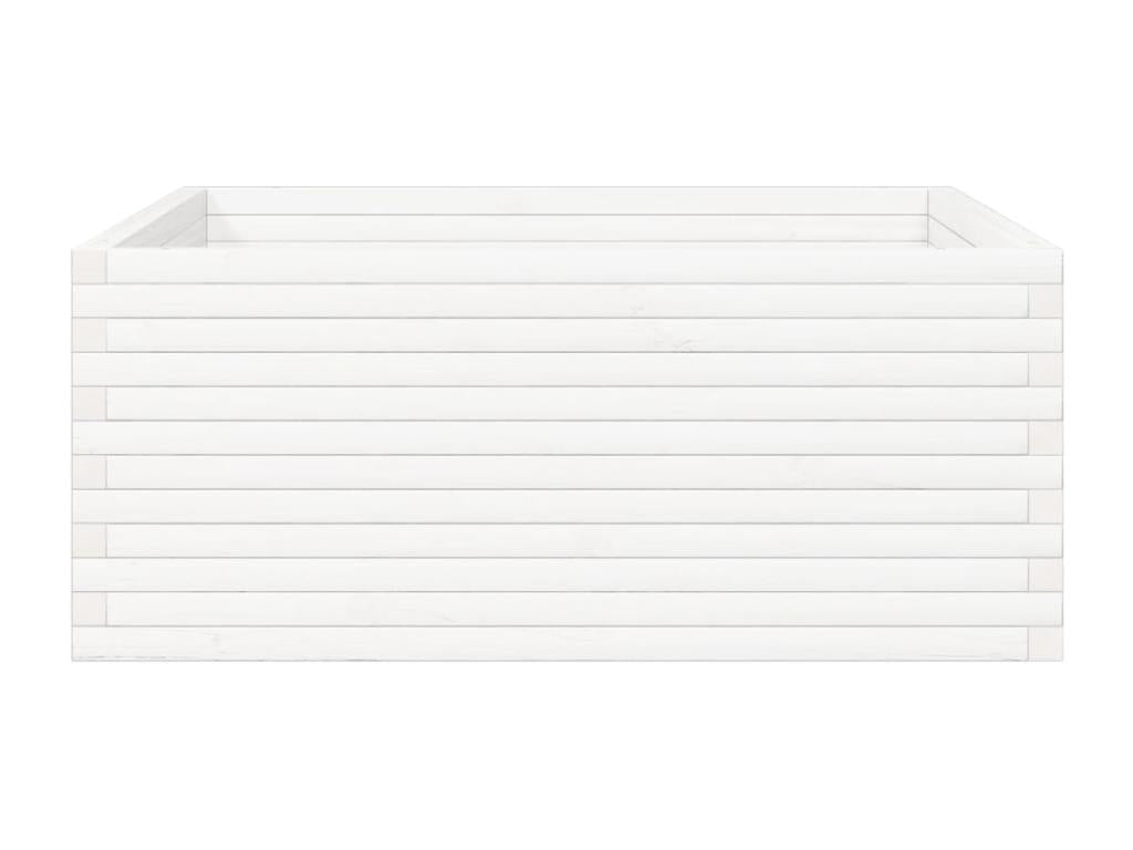 White planter 110x110x46 cm solid pine wood