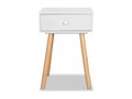 Scandinavian bedside table in white wood with light pine legs by Meubiana - Set of 2