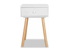 Scandinavian bedside table in white wood with light pine legs by Meubiana - Set of 2