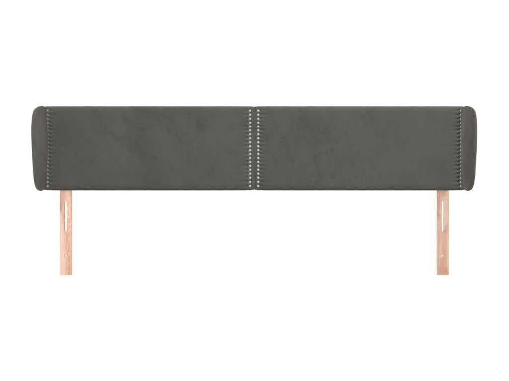 Headboard with wings, Dark Grey, 203x23x78/88 cm, Velvet
