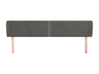 Headboard with wings, Dark Grey, 203x23x78/88 cm, Velvet