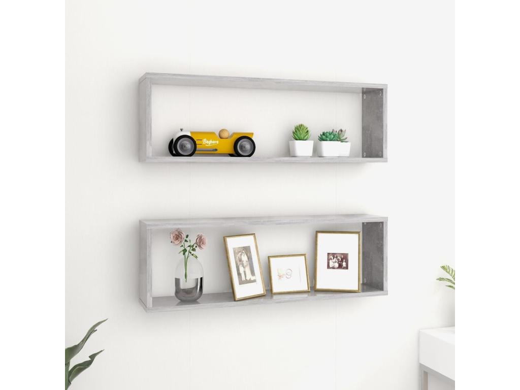 Meubiana wall shelves, 2 pcs, concrete grey, 80x15x26.5 cm.