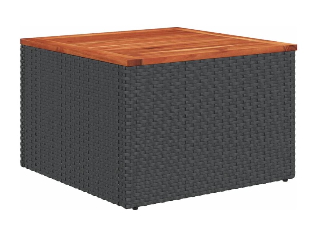 8-piece garden furniture set with cushions, black woven resin