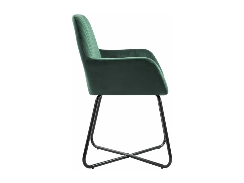 Set of 2 green velvet dining chairs