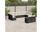 12-piece garden furniture set with cushions, black resin wicker