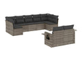 9-piece garden furniture set with grey resin wicker cushions