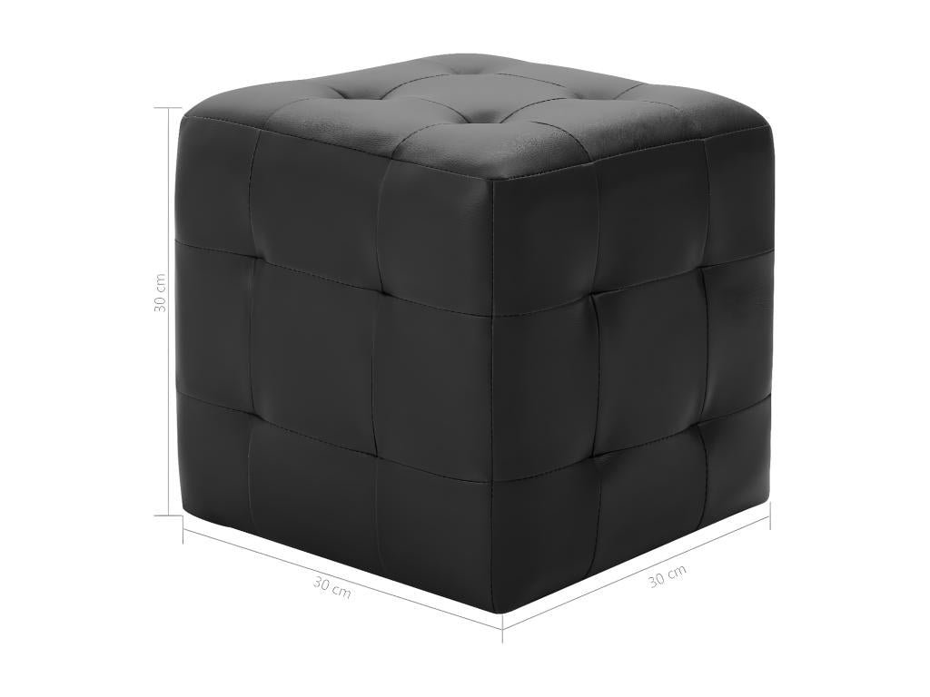 2-piece pouf set, black, 30x30x30 cm, faux leather