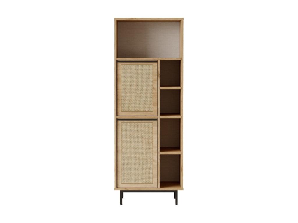 Meubiana Bookshelf, 60cm Wide, Wood and Light Rattan