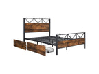 140x200cm metal bed with 2 drawers on Homzora - Brown