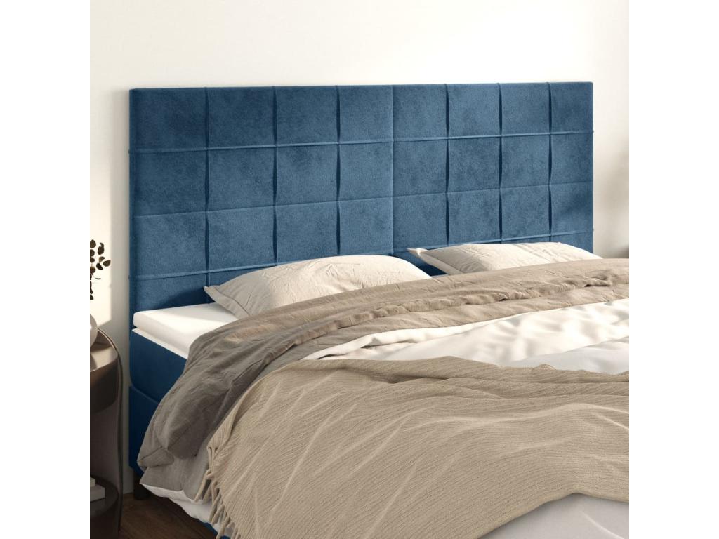 4-piece headboard set, dark blue, 80x5x78/88 cm, velvet