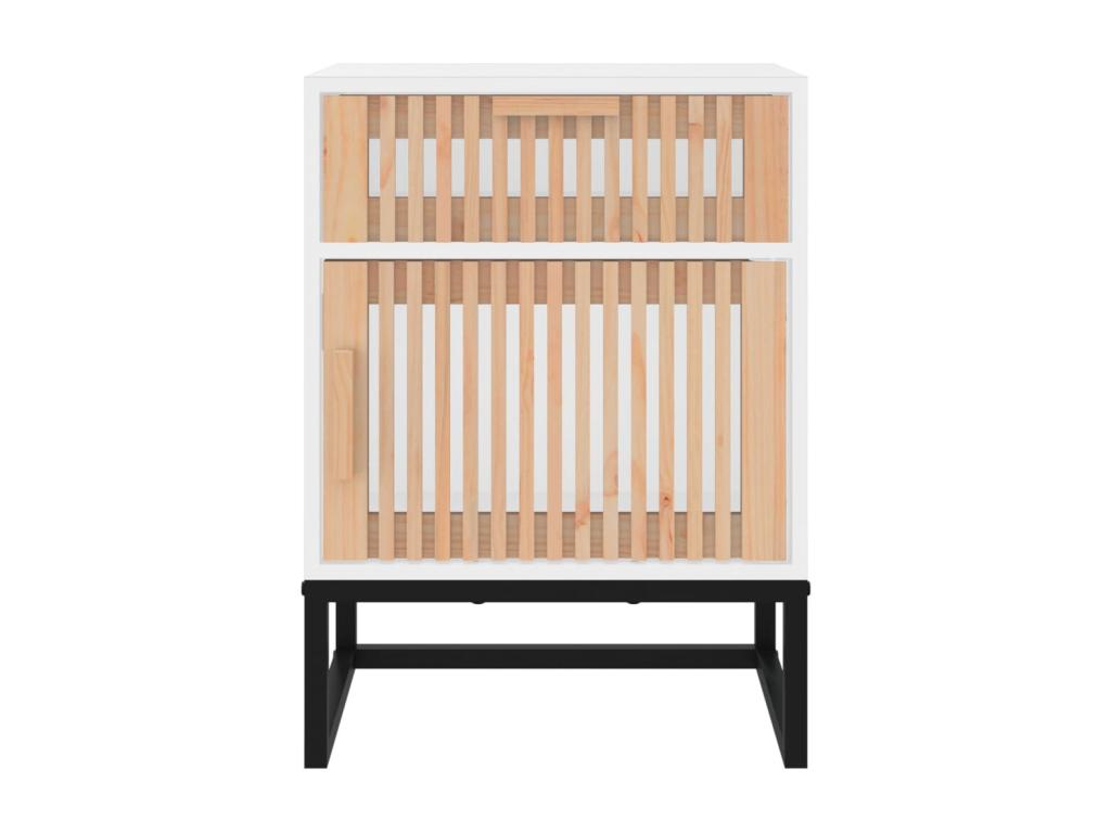 White bedside table 40x30x55.5 cm engineered wood and iron