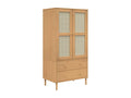 Meubiana wardrobe, brown rattan-look, solid pine wood