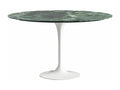 Round tulip table in marble - Verde Meubiana marble top - Diameter 100 cm - Glossy white base