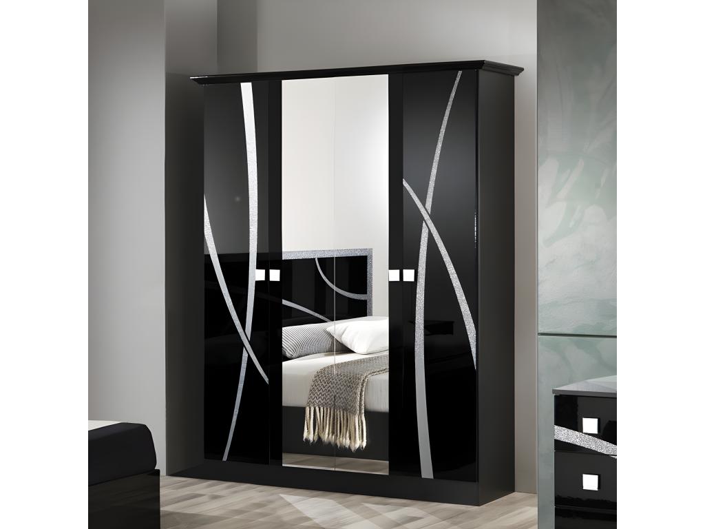 Complete bedroom set 160x200 Black/Silver - Meubiana - Bed L 165 x W 206 x H 106 cm