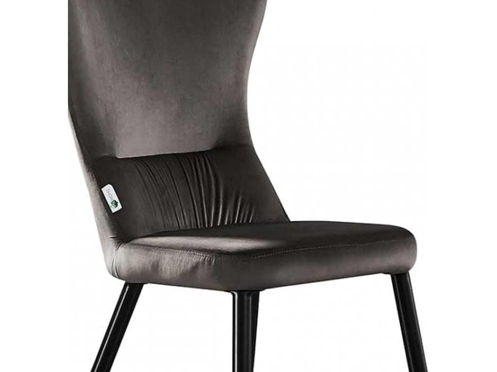NEW Meubiana - Retro Chair in Grey Velvet - Black/Metal Legs