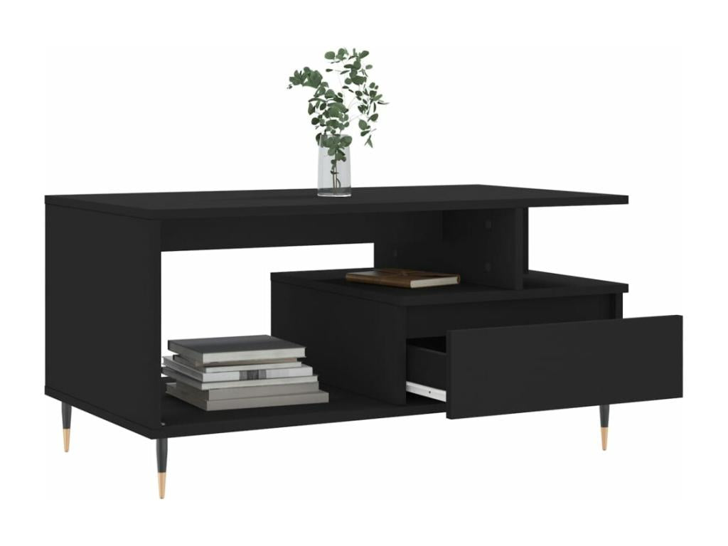 Coffee table, black, 90x49x45 cm, engineered wood
