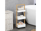 Meubiana 3-compartment service trolley, white MDF, varnished wood frame by Meubiana