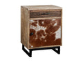 Mango wood and cowhide bedside table
