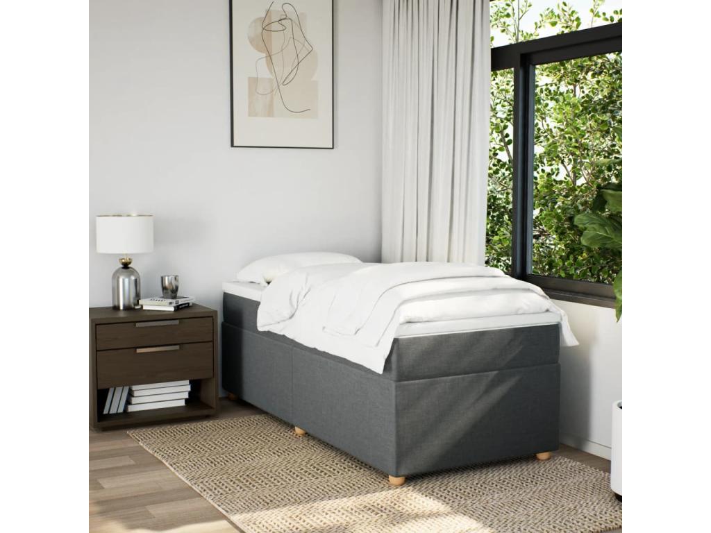 Meubiana bed base with mattress, dark grey, 90x200 cm, fabric