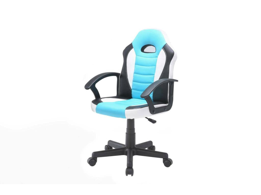Meubiana Gaming Chair, Children's Gaming Chair, Office Chair, 56x55h89/100 cm, Blue and White