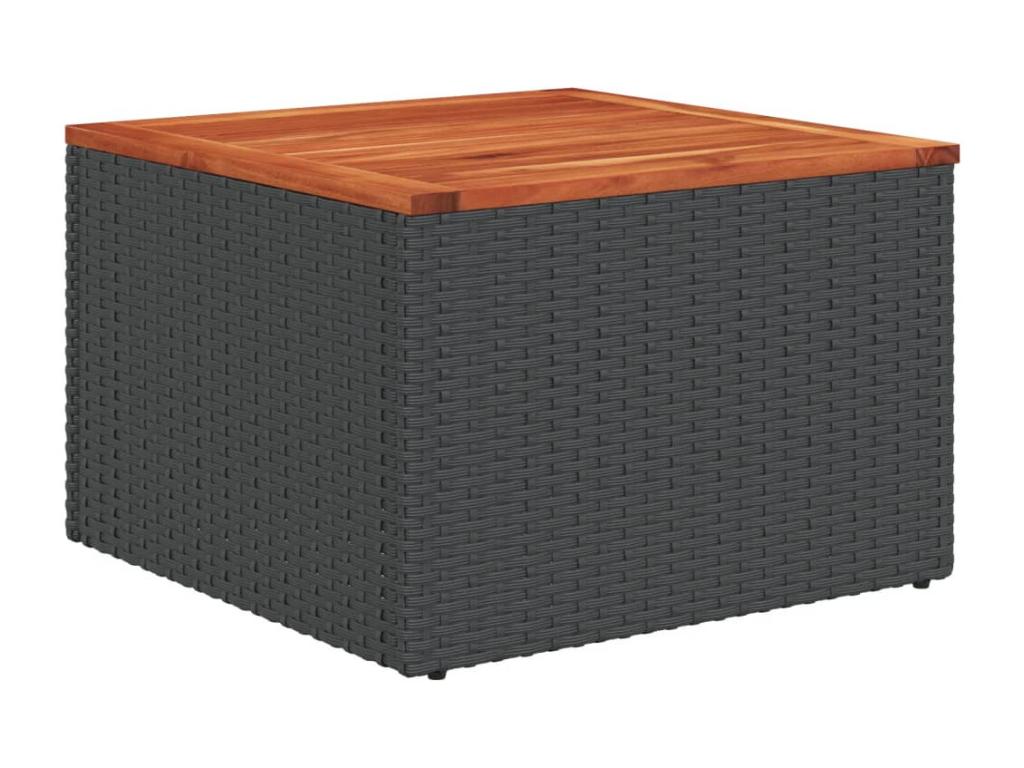 7-piece garden furniture set with cushions, black woven resin