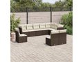 10-piece garden furniture set with brown resin wicker cushions