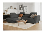 Meubiana 4-seater left-hand corner sofa bed with storage in fabric - Anthracite grey - W252 x D188 x H76cm - Meubiana