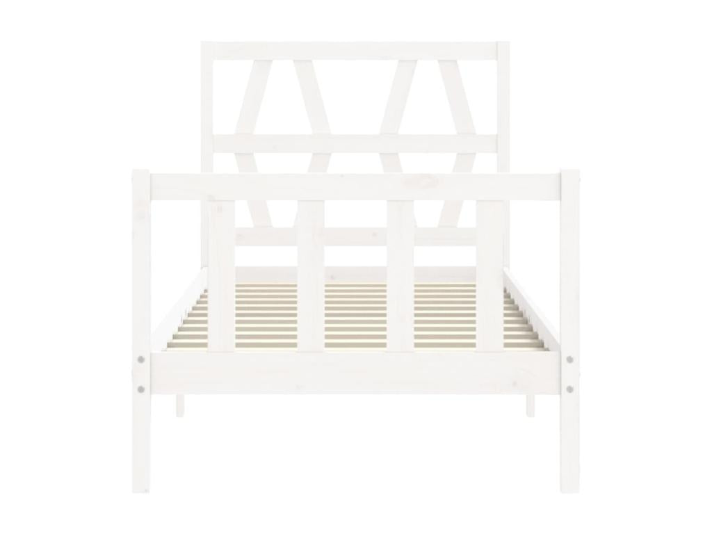 Bed frame without mattress, white, solid pine wood