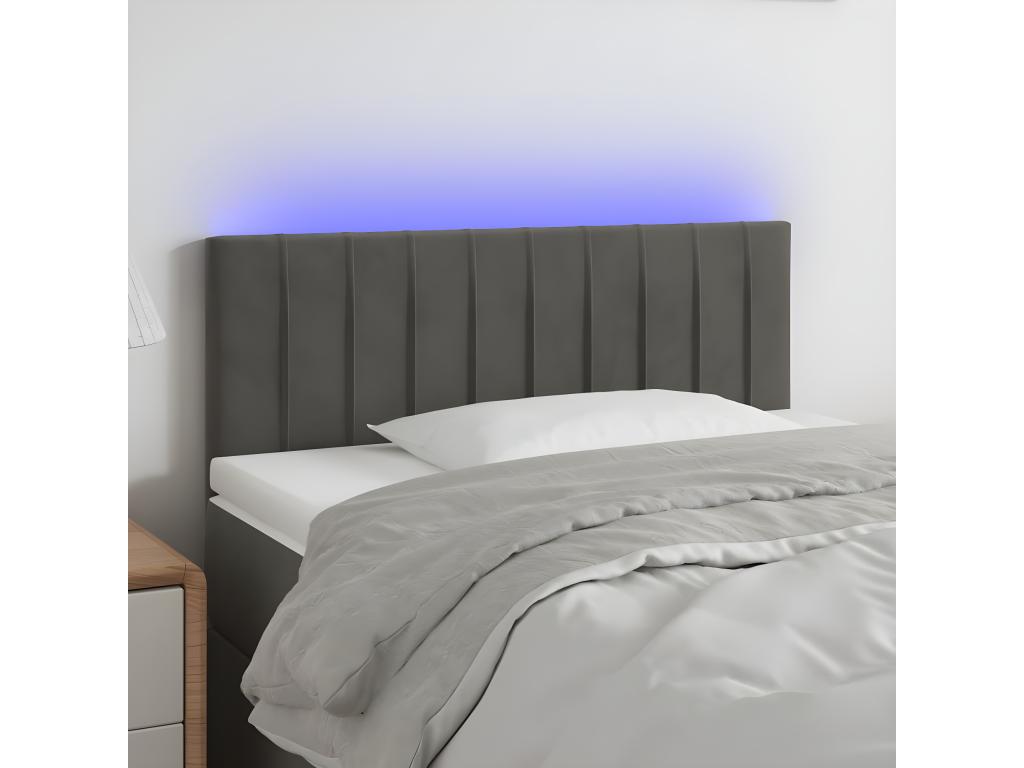Dark Grey LED Headboard 90x5x78/88 cm Velvet