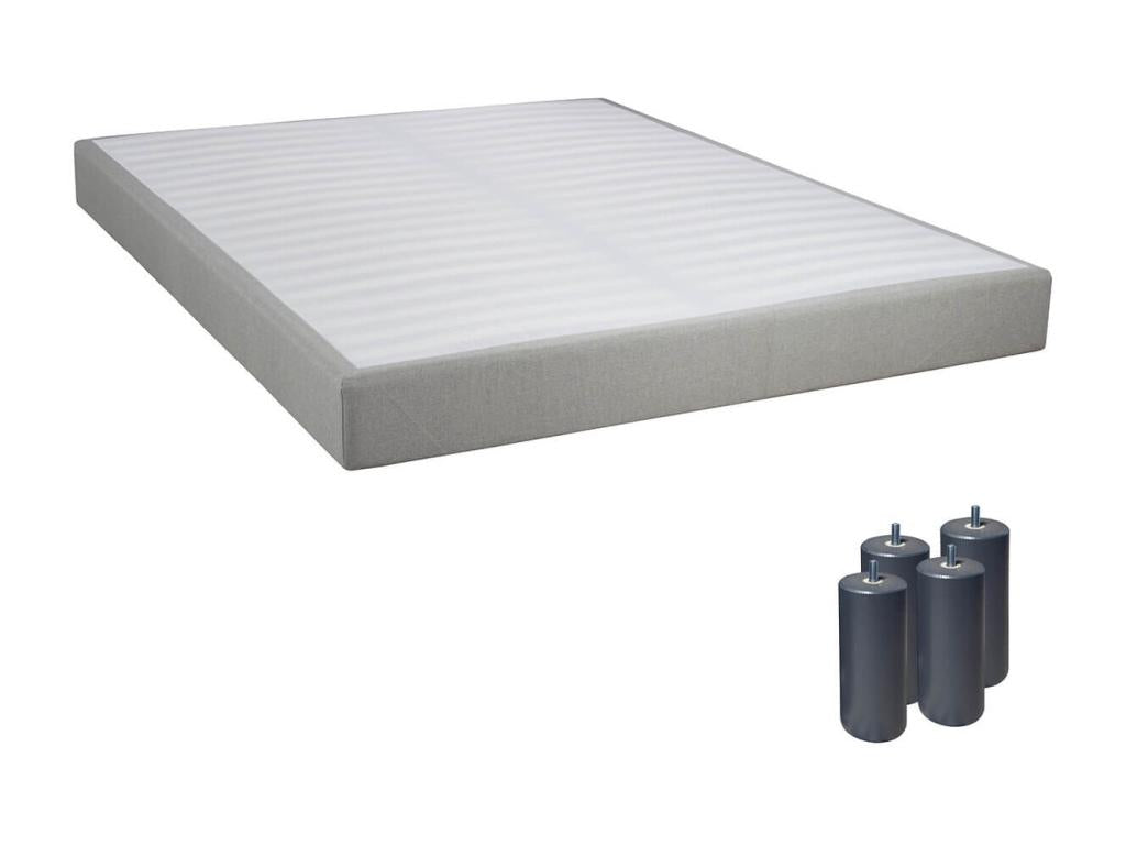 Meubiana - Upholstered Bed Base 2x20 Meubiana 140x190cm Linen Anthracite Legs 15cm