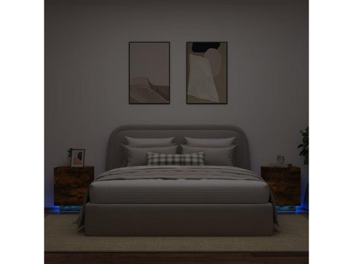 Bedside cabinets and LED furniture, 2 pieces, smoked oak