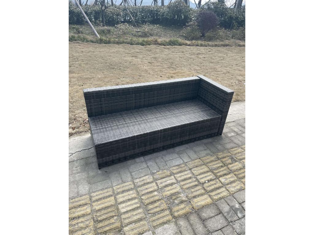 7-Seater PE Rattan Outdoor Garden Furniture Set with Sofa and Height-Adjustable Dining Table, MéMeubiana Dark Grey