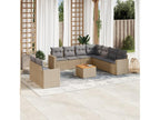 10-piece garden furniture set and cushions, méMeubiana beige woven resin