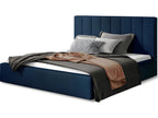 Luxury quality Meubiana blue double bed in velvet fabric, 140x200