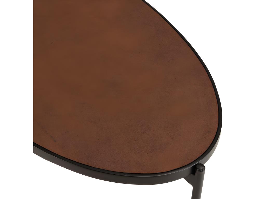 Meubiana - Oval coffee table 131x65cm, rust color, stone effect