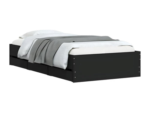 Black bed frame with drawers (mattress not included) 75x190 cm