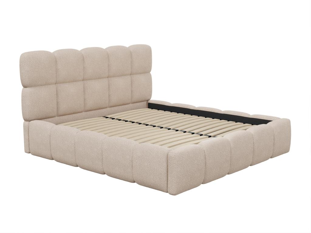 Storage bed 180x200 cm - Bouclé fabric - Beige - Meubiana