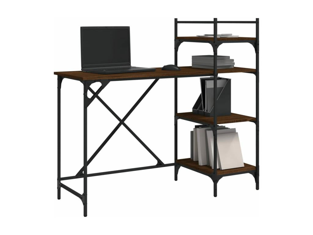 Computer desk with shelves, brown oak, 120x47x109 cm