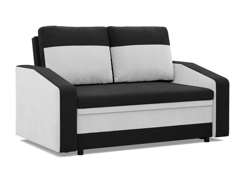 2-seater sofa with sleeper function, black and white