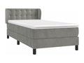Upholstered bed base and mattress, light grey, 90x190 cm, velvet