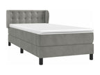 Upholstered bed base and mattress, light grey, 90x190 cm, velvet