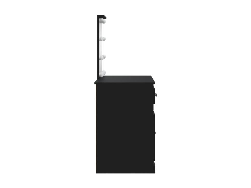 Dressing table with LED lighting, black, 90x42x132.5cm