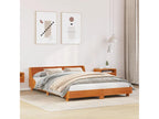 Bed frame without mattress, brown wax finish, 140x200cm, solid pine wood