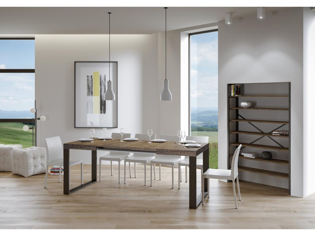 Extendable table 90x160/420 cm Tecno Walnut with Anthracite frame