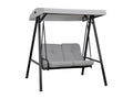 Two-seater garden swing, extra comfortable, seat and back cushions included, armrests, sunshade, grey