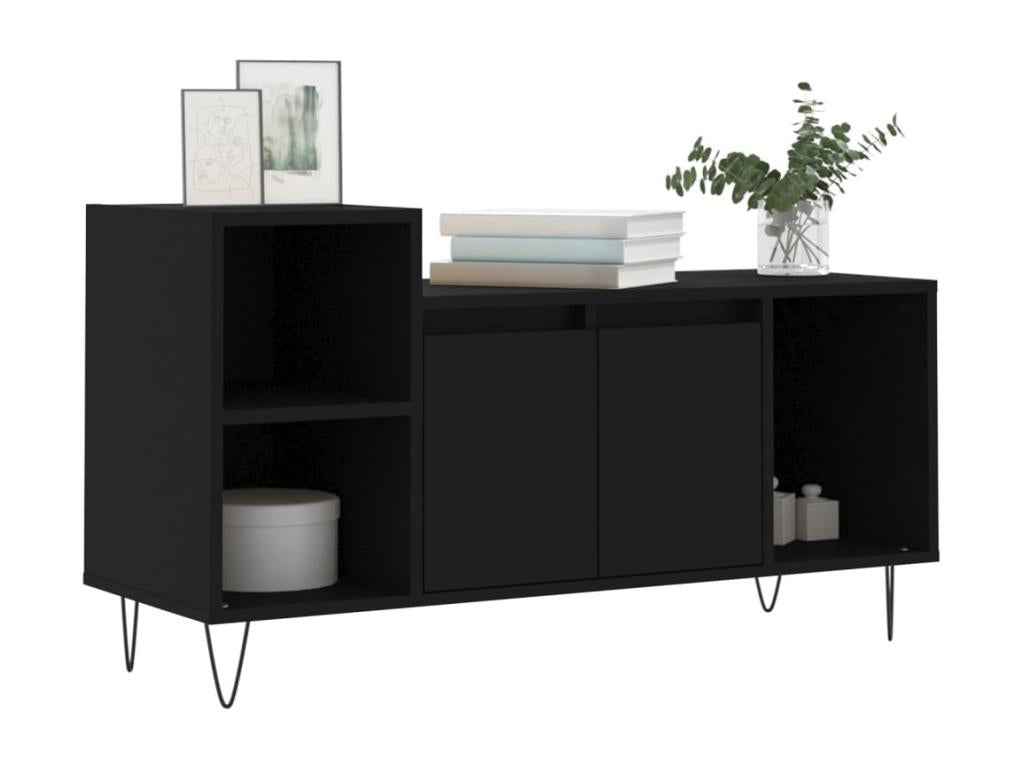 Black TV stand 100x35x55 cm Engineered wood