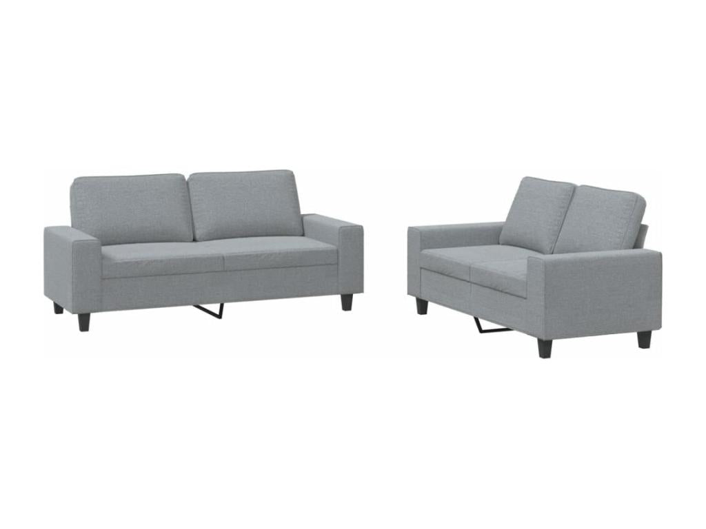 2-piece sofa set in light grey fabric