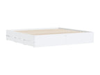 White engineered wood bed frame with drawers, 160x200 cm